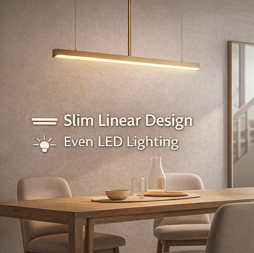 VYXQelโข Linear LED Pendant Light โ Modern Minimalist Hanging Bar Light, Warm White Strip Lighting for Dining Room